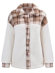 Women's Loose Long Sleeve sized - Coat Plush Sherpa Over sized - Coat Dark Gray