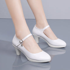 Women's Middle Heel White High Heeled Shoes White