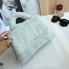 Women's Mink Fur Hourglass Wrapped Fur Clutch Mint green