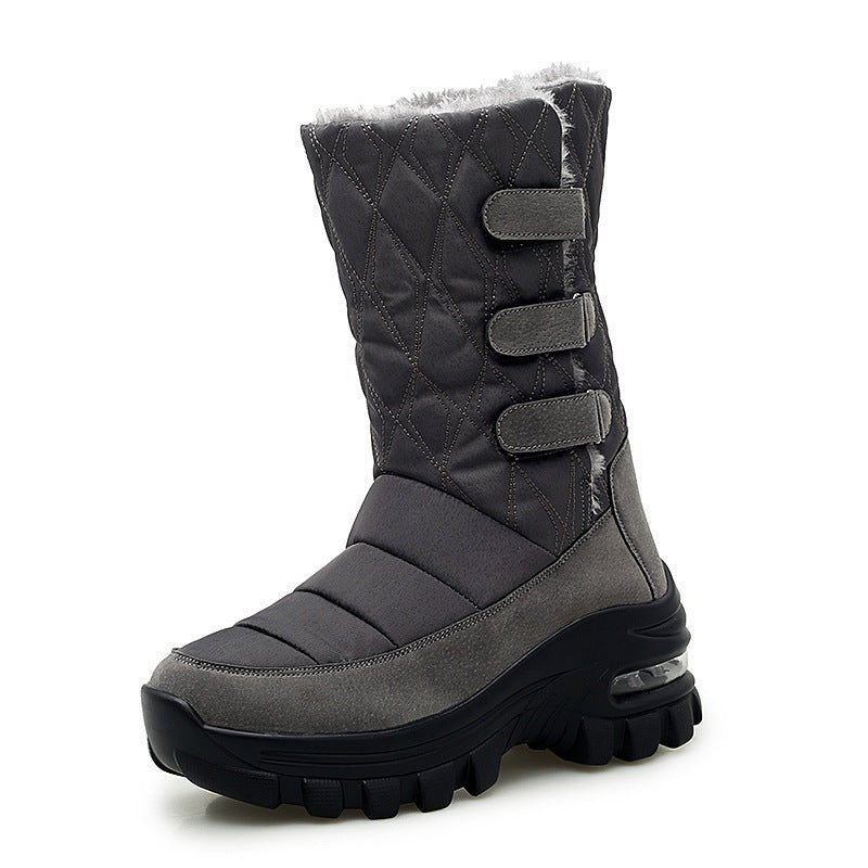 Women's outdoor plus velvet high top snow boots Grey