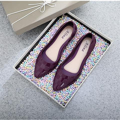 Women's pointed toe flat shoes 27 plaid purple