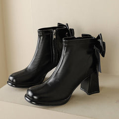 Women's Raised Short Bow Martin Boots Black