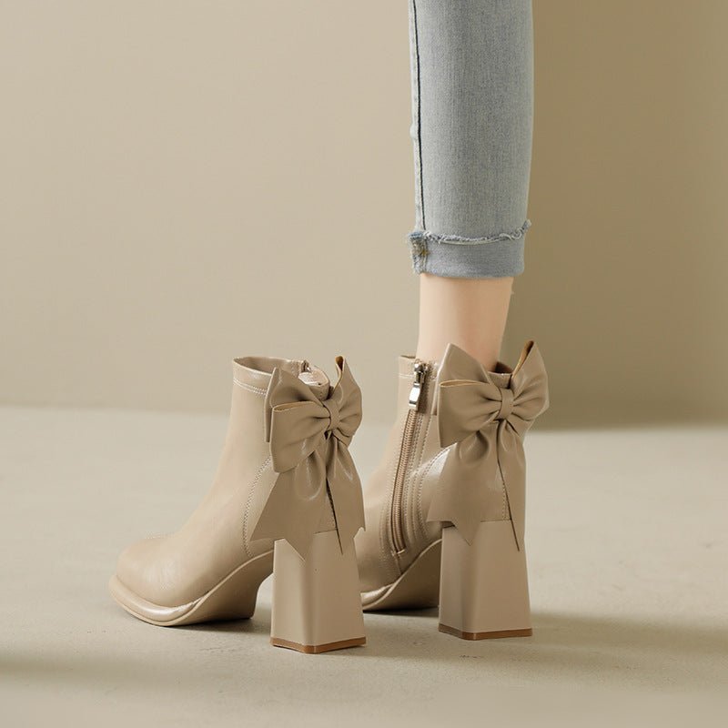 Women's Raised Short Bow Martin Boots Black