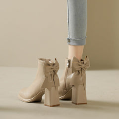 Women's Raised Short Bow Martin Boots Black