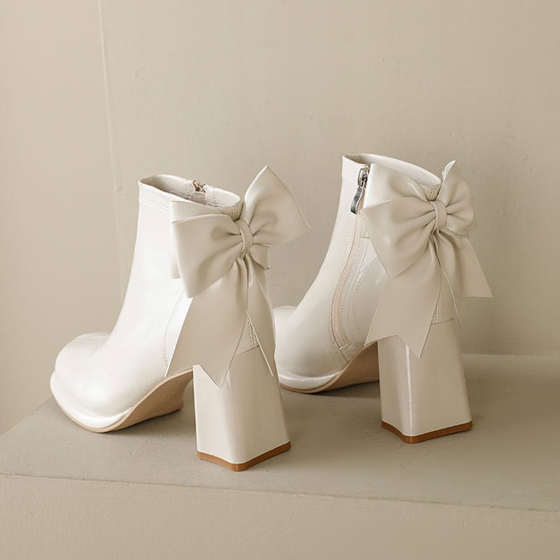 Women's Raised Short Bow Martin Boots Black