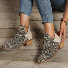 Women's Retro Boots Fashion Leopard Print Shoes Leopard