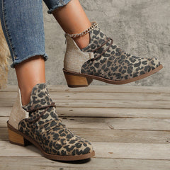 Women's Retro Boots Fashion Leopard Print Shoes Leopard