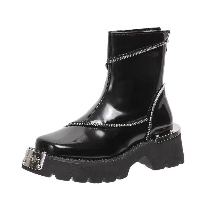 Women's Retro Mechanical Style Ankle Boots Black
