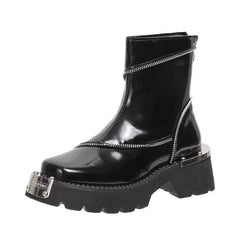 Women's Retro Mechanical Style Ankle Boots Black