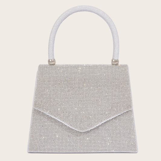 Women's Rhinestone Silver Dress Handbag Silver