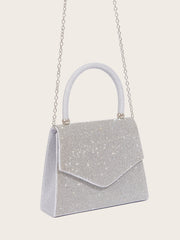 Women's Rhinestone Silver Dress Handbag Silver
