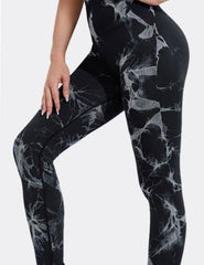 Women's Seamless Tie - Dye Yoga Leggings Black