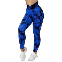 Women's Seamless Tie - Dye Yoga Leggings Blue