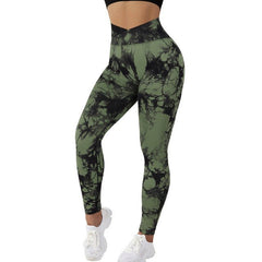 Women's Seamless Tie - Dye Yoga Leggings Army green
