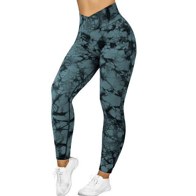 Women's Seamless Tie - Dye Yoga Leggings Dark green