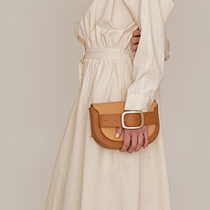 Women's Semicircle Shoulder Clutch Brown