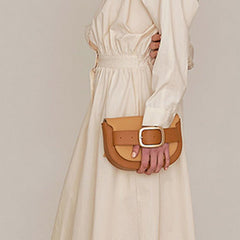 Women's Semicircle Shoulder Clutch Brown