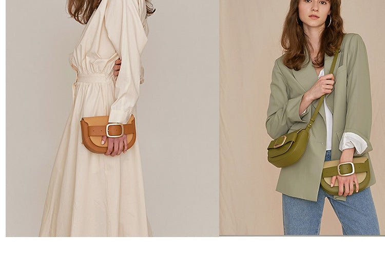 Women's Semicircle Shoulder Clutch Brown