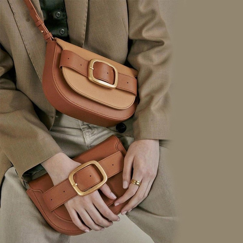 Women's Semicircle Shoulder Clutch Brown