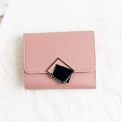 Women's Short Chic Flip Zipper Multiple Card Slots Wallet Dark Pink