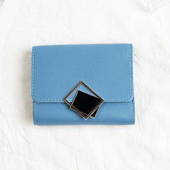 Women's Short Chic Flip Zipper Multiple Card Slots Wallet Lake Blue