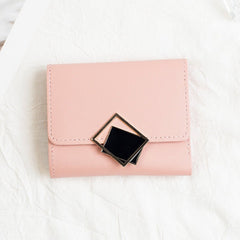 Women's Short Chic Flip Zipper Multiple Card Slots Wallet Light Pink