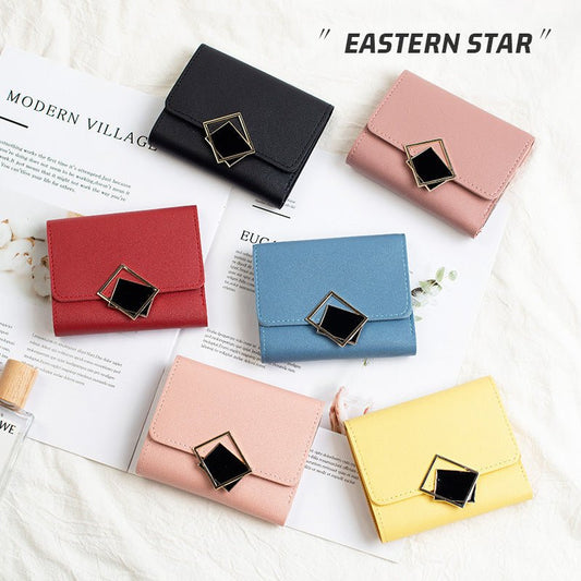 Women's Short Chic Flip Zipper Multiple Card Slots Wallet Yellow