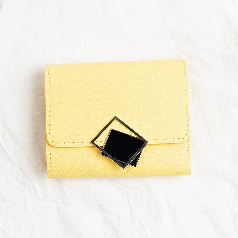 Women's Short Chic Flip Zipper Multiple Card Slots Wallet Yellow