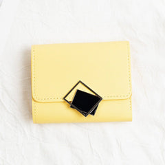 Women's Short Chic Flip Zipper Multiple Card Slots Wallet Yellow
