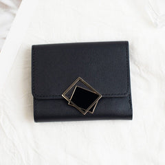 Women's Short Chic Flip Zipper Multiple Card Slots Wallet Black