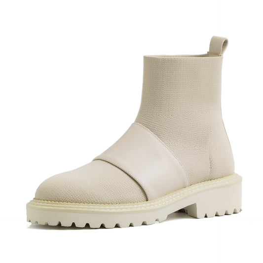 Women's Single Boots – Stylish Sock Boots for a Perfect Fit Beige