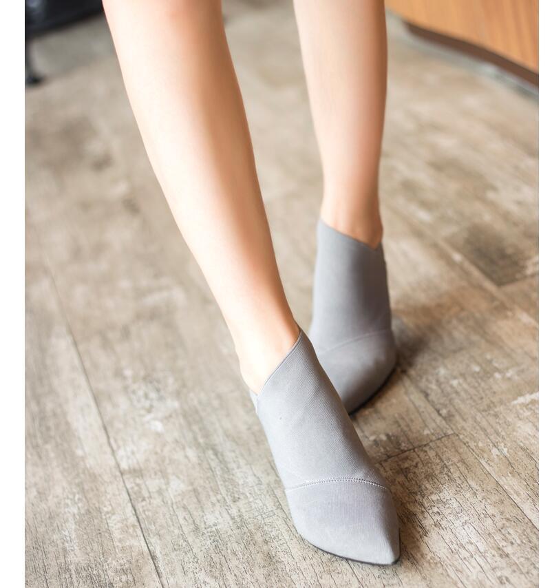 Women’s Slip - On Retro High Heel Ankle Boots Gray