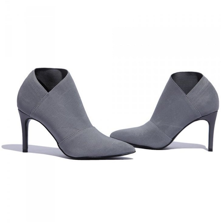 Women’s Slip - On Retro High Heel Ankle Boots Gray