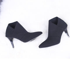 Women’s Slip - On Retro High Heel Ankle Boots Black