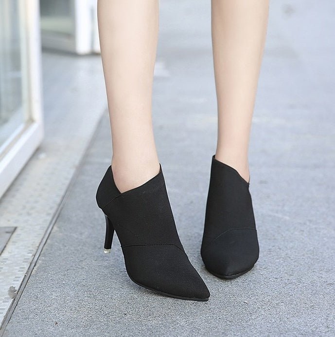 Women’s Slip - On Retro High Heel Ankle Boots Gray
