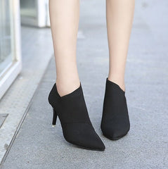 Women’s Slip - On Retro High Heel Ankle Boots Gray
