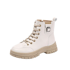 Women's Soft Leather High - Top Shoes Beige