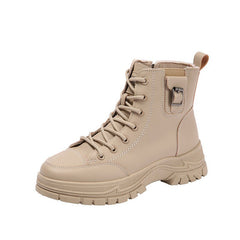 Women's Soft Leather High - Top Shoes Khaki
