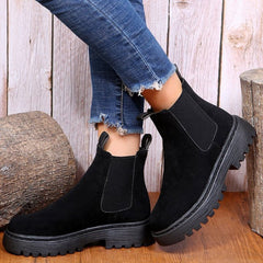 Women's Solid Color Chunky Ankle Boots Apricot