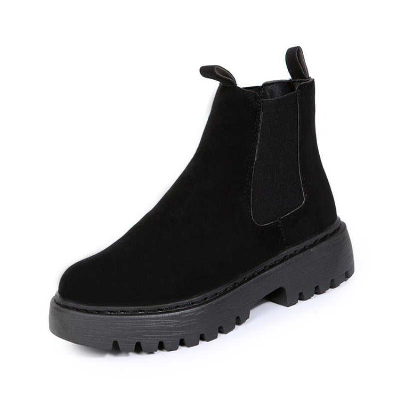 Women's Solid Color Chunky Ankle Boots Black