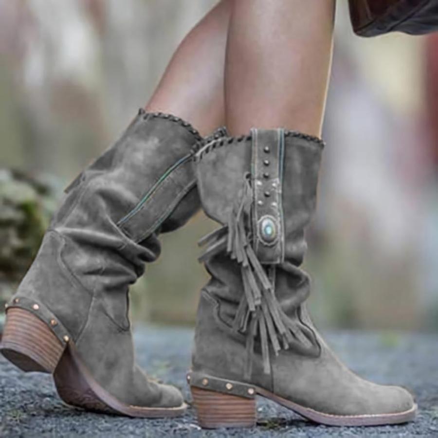 Women’s Square Heel Booties – Stylish and Comfortable Footwear Grey
