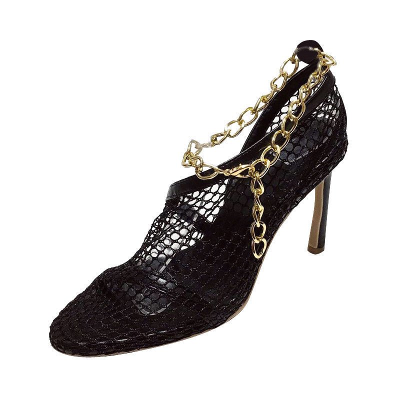 Women's summer hollow pointed high heels Black