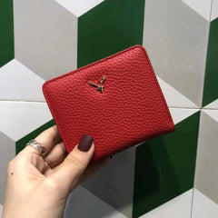 Women's Ultra - thin Foldable Cowhide Mini Wallet Red