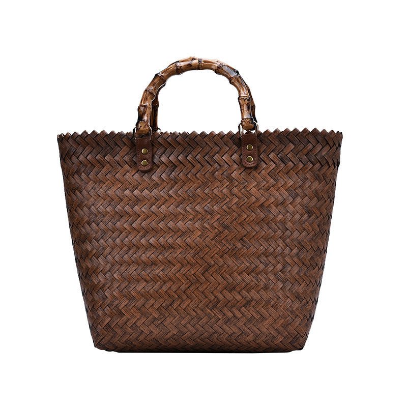 Woven Retro Handbag with Spacious Capacity for a Timeless Touch Brown