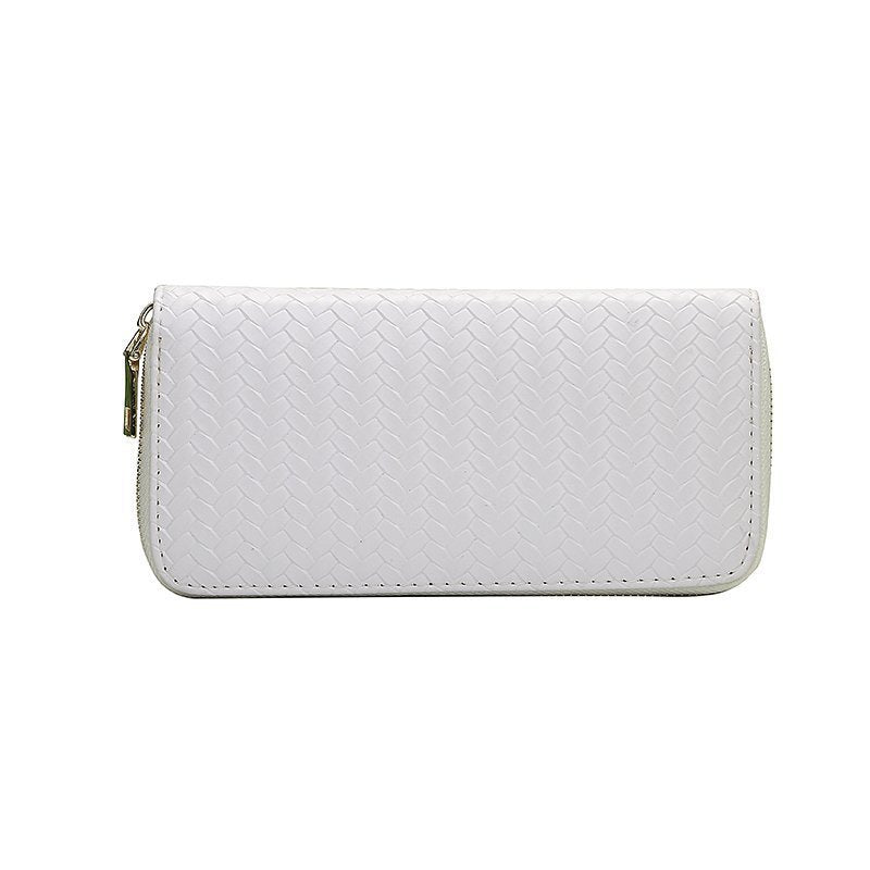 Zipped woven clutch White