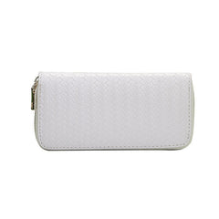 Zipped woven clutch White