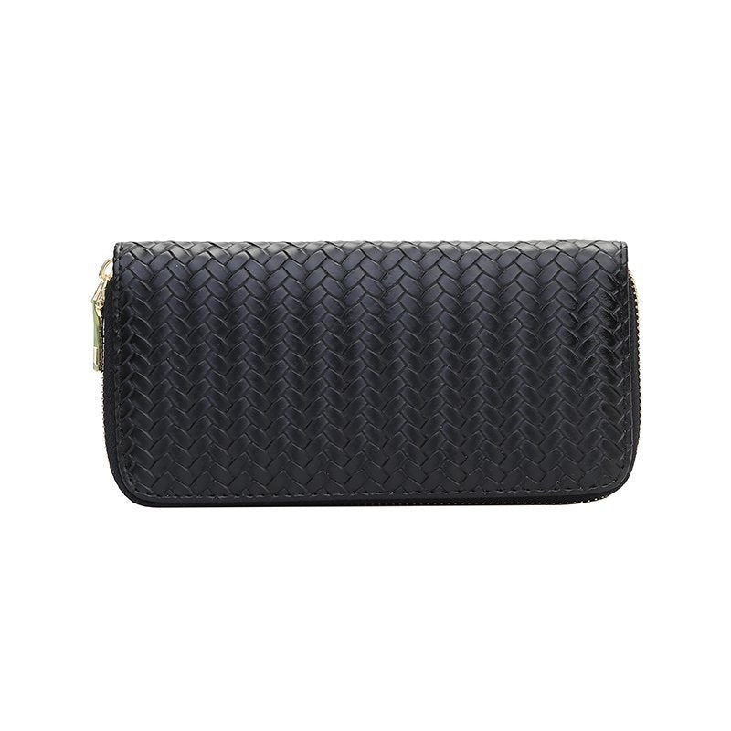 Zipped woven clutch Black