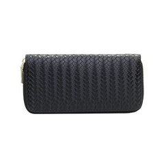 Zipped woven clutch Black