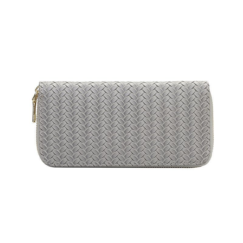 Zipped woven clutch Grey