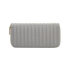Zipped woven clutch Grey